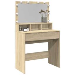 Berkfield Home Dressing Table with LED Sonoma Oak 80x41x134.5 cm in Light Brown - thumbnail 4