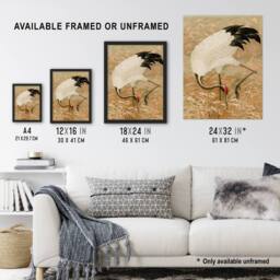 "Artery8 Sarus Crane Foraging in Rice Field Audsley Framed Wall Art Print in Beige - Size: W12"" x H16""" - thumbnail 3