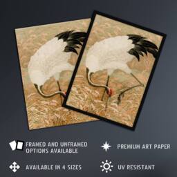 "Artery8 Sarus Crane Foraging in Rice Field Audsley Framed Wall Art Print in Beige - Size: W12"" x H16""" - thumbnail 2