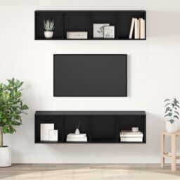 Berkfield Home Wall-mounted with Storage 2 pcs Black oak 37 x 37 x 142.5 cm Engineered wood - thumbnail 1