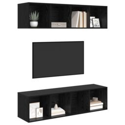 Berkfield Home Wall-mounted with Storage 2 pcs Black oak 37 x 37 x 142.5 cm Engineered wood - thumbnail 3
