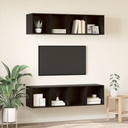 Berkfield Home Wall-mounted with Storage 2 pcs Black oak 37 x 37 x 142.5 cm Engineered wood - thumbnail 4