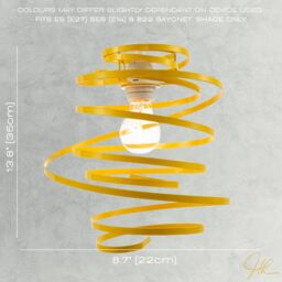 Happy Homewares Gloss Metal Double Ribbon Spiral Swirl Ceiling Light Pendant in Yellow - thumbnail 6