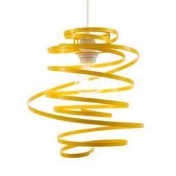 Happy Homewares Gloss Metal Double Ribbon Spiral Swirl Ceiling Light Pendant in Yellow - thumbnail 2