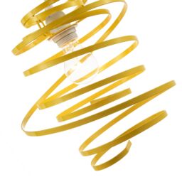Happy Homewares Gloss Metal Double Ribbon Spiral Swirl Ceiling Light Pendant in Yellow - thumbnail 3