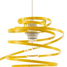 Happy Homewares Gloss Metal Double Ribbon Spiral Swirl Ceiling Light Pendant in Yellow - thumbnail 4