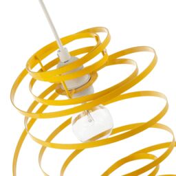 Happy Homewares Gloss Metal Double Ribbon Spiral Swirl Ceiling Light Pendant in Yellow - thumbnail 5