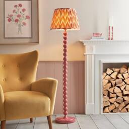 Netlighting Higgledy Gloss Pink Floor Lamp Orange Fabric Zigzag Shade 40cm E27 - thumbnail 2