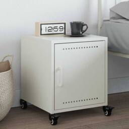 Berkfield Home Bedside Cabinet White 36x39x43.5 cm Steel - thumbnail 2