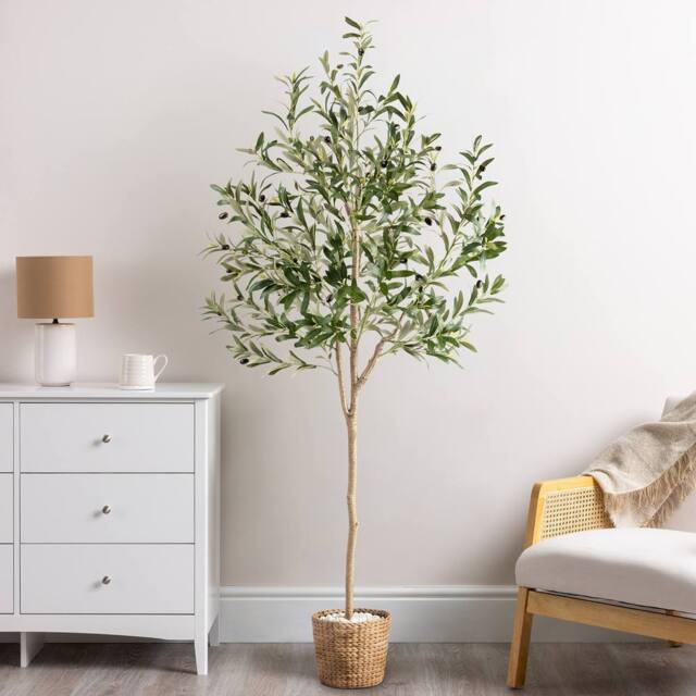 Christow Artificial Olive Tree Realistic Leaves Olives Indoor Outdoor 4-6ft - Size: 4ft - image 1