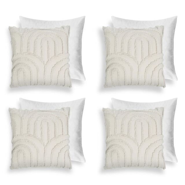 OHS 4 Pack Tufted Arch Filled Cushion Cover in Natural - Size: 45 cm x 45 cm - image 1