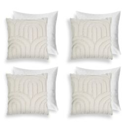 OHS 4 Pack Tufted Arch Filled Cushion Cover in Natural - Size: 45 cm x 45 cm - thumbnail 1