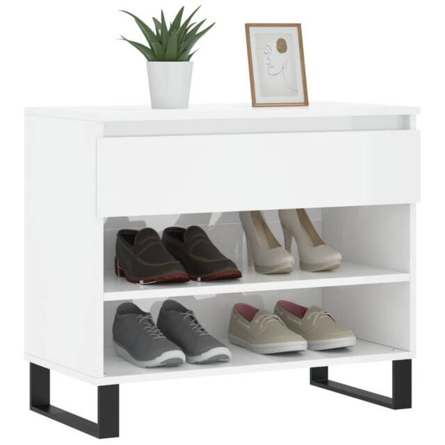 Berkfield Home Shoe Cabinet High Gloss White 70x36x60 cm Engineered Wood - Size: 70 x 36 x 60 cm - image 1