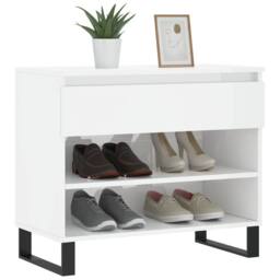 Berkfield Home Shoe Cabinet High Gloss White 70x36x60 cm Engineered Wood - Size: 70 x 36 x 60 cm - thumbnail 1