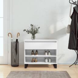 Berkfield Home Shoe Cabinet High Gloss White 70x36x60 cm Engineered Wood - Size: 70 x 36 x 60 cm - thumbnail 2