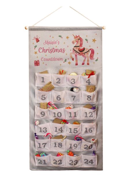 Personalised Memento Company Women's Personalised Unicorn Christmas Advent Calendar in Grey - image 1