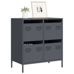 Berkfield Home Sideboard¬†Anthracite 68x39x73.5 cm Cold-rolled Steel in Charcoal - thumbnail 2