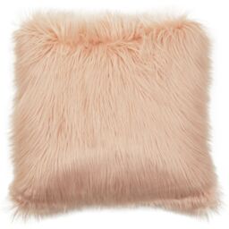Orsina Bosie Mongolian Faux Fur Pink Square Cushion - thumbnail 1