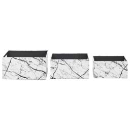 Wyld and Coco Set of 3 White Faux Leather Marble-Effect Storage Baskets - thumbnail 3