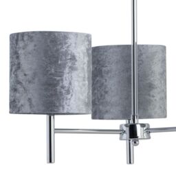 First Choice Lighting Brea - Chrome 3 Light Fitting with Grey Crushed Velvet Shades in Silver - thumbnail 2
