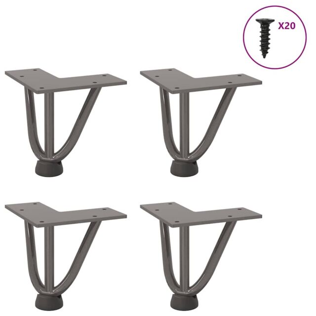 Berkfield Home Hairpin Table Legs 4 pcs Natural Steel 10 cm Solid Steel in Brown - image 1