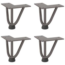 Berkfield Home Hairpin Table Legs 4 pcs Natural Steel 10 cm Solid Steel in Brown - thumbnail 2