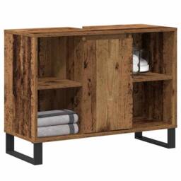 Berkfield Home Bathroom Vanity Unit Old Wood Particle board Medium in Brown - thumbnail 3