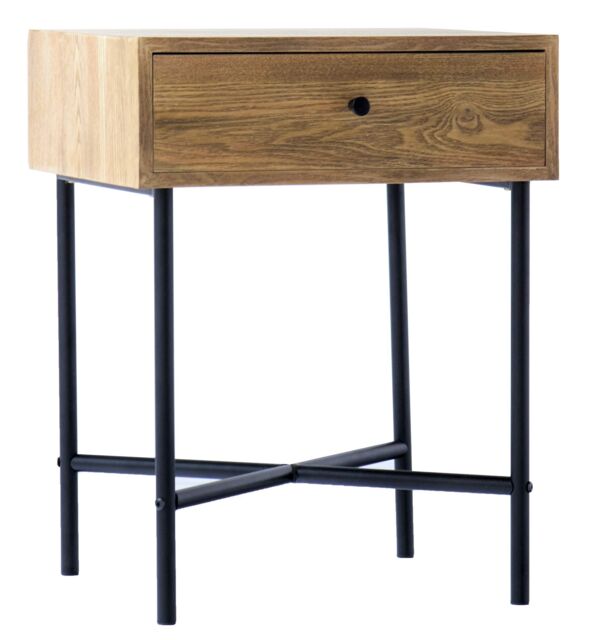 Nordlys Bedside Table Night Stand in Wood & Metal in Brown - image 1