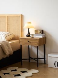 Nordlys Bedside Table Night Stand in Wood & Metal in Brown - thumbnail 2