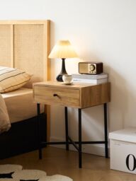 Nordlys Bedside Table Night Stand in Wood & Metal in Brown - thumbnail 7