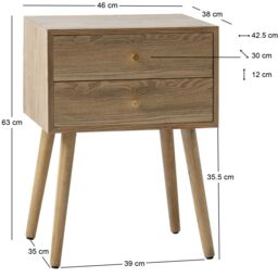 Nordlys Bedside Table Night Stand in Wood & Metal in Brown - thumbnail 5