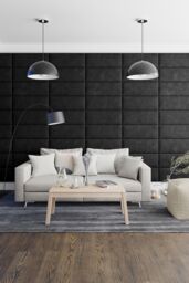 Aspire EasyMount Wall Mounted Upholstered Panels, Modular DIY Headboard in Kimiyo Linen Fabric (Pack of 4) in Grey - thumbnail 4