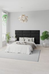 Aspire EasyMount Wall Mounted Upholstered Panels, Modular DIY Headboard in Kimiyo Linen Fabric (Pack of 4) in Grey - thumbnail 3