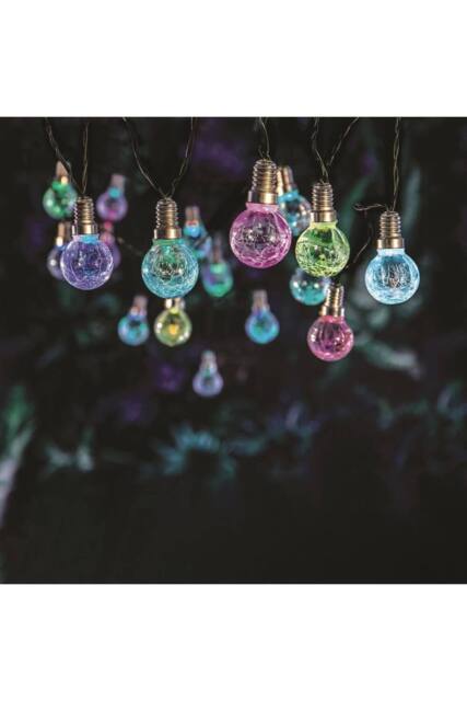 KDMD Warm White Crackled Coloured Bulbs LED Solar Lights 3.8m - image 1
