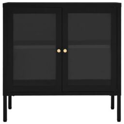 Berkfield Home Sideboard Black 70x35x70 cm Steel & Glass - Size: 70 x 35 x 70 cm - thumbnail 3