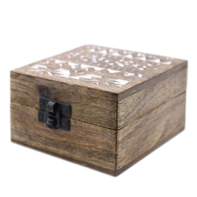 KDMD White Washed Wooden Box - 4x4 Slavic Design in Brown - image 1