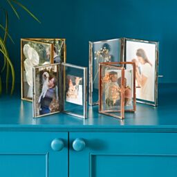 Paper High Reclaimed Glass Folded Double Photo Frame in Copper - Size: Medium - thumbnail 2