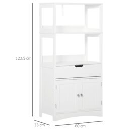 Kleankin Bathroom Floor Cabinet Storage Unit Kitchen Cupboard with Drawer Shelf in White - thumbnail 3