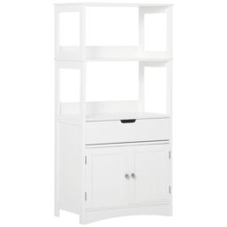 Kleankin Bathroom Floor Cabinet Storage Unit Kitchen Cupboard with Drawer Shelf in White - thumbnail 2