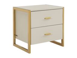 Vente-unique Bedside Table With 2 Drawers - MDF - Beige & Gold - OMBRELIA - thumbnail 4