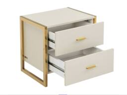 Vente-unique Bedside Table With 2 Drawers - MDF - Beige & Gold - OMBRELIA - thumbnail 6