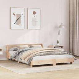 Berkfield Home Modern Bed Frame without Mattress 120x190 cm Small Double Solid W in Natural - thumbnail 2
