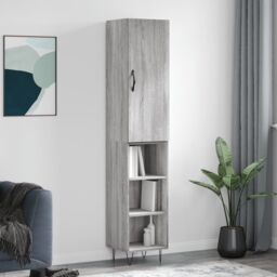 Berkfield Home Highboard Grey Sonoma 34.5x34x180 cm Engineered Wood - thumbnail 1