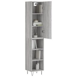 Berkfield Home Highboard Grey Sonoma 34.5x34x180 cm Engineered Wood - thumbnail 3