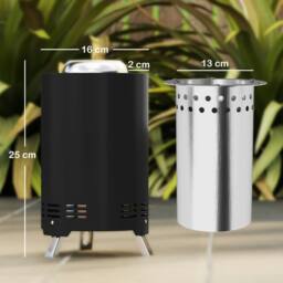 Wyld Haus Balatti Small Black Stainless Steel Tabletop Smokeless Fire Pit - thumbnail 3