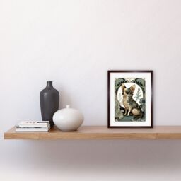 "Artery8 Wall Art Print Chihuahua Dog With Floral Pattern Fur Coat Modern Art Nouveau Portrait Artwork Framed 9X7 Inch in Brown - Size: W7"" x H9""" - thumbnail 2