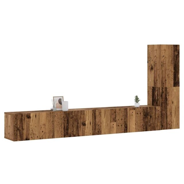 Berkfield Home Wall Mounted TV cabinets 3 pcs Old Wood Engineered Wood in Brown - image 1