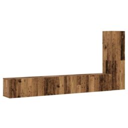 Berkfield Home Wall Mounted TV cabinets 3 pcs Old Wood Engineered Wood in Brown - thumbnail 2