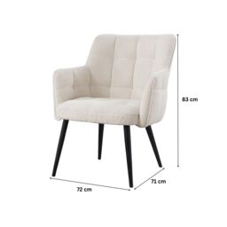 Home Source Armchair Boucle Cream Teddy Fur Living Room Home Accent Occassional - thumbnail 9