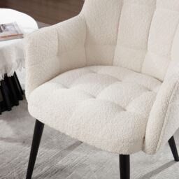 Home Source Armchair Boucle Cream Teddy Fur Living Room Home Accent Occassional - thumbnail 5